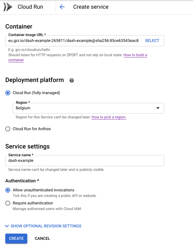 Create a GCP Cloud Run Service